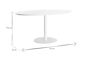 Table à manger design blanche ovale L170 cm HALIA
