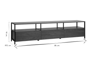 Meuble TV finition bois foncé noyer et métal noir L180 cm MAXENCE