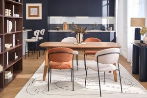 Sedie in tessuto effetto velluto beige testurizzato e metallo nero (set di 2) BENTA
