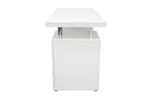 Bureau avec rangements 3 tiroirs design blanc laqué brillant L140 cm CALIX