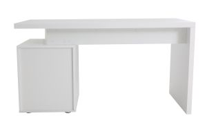 Bureau avec rangements 3 tiroirs design blanc laqué brillant L140 cm CALIX