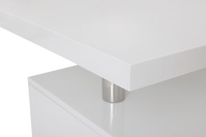 Bureau avec rangements 3 tiroirs design blanc laqué brillant L140 cm CALIX