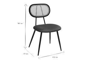 Chaises design en velours terre brûlée, métal noir et cannage rotin (lot de 2) SWANN