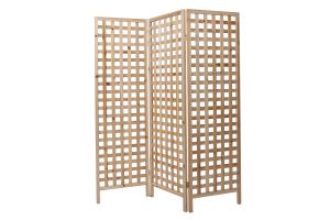 Paravent en bois clair motif ajouré 3 vantaux L133 cm AKKIKO