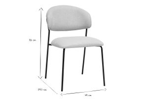 Sedie in tessuto effetto velluto beige testurizzato e metallo nero (set di 2) BENTA