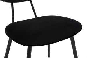 Chaises design noires en tissu velours, métal et cannage rotin (lot de 2) SWANN