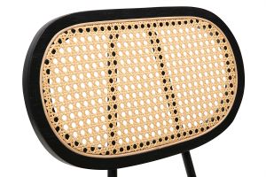 Chaises design noires en tissu velours, métal et cannage rotin (lot de 2) SWANN