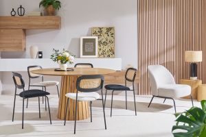 Table à manger ronde en bois clair chêne D137 cm DITA