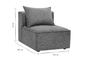 Module droit pour canapé en tissu chiné gris foncé KERRY
