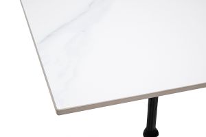 Table bistrot carrée en pierre minérale et métal noir L60 cm CONTY