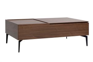 Table basse relevable rectangulaire bois foncé finition noyer et métal noir L103 cm SEDA