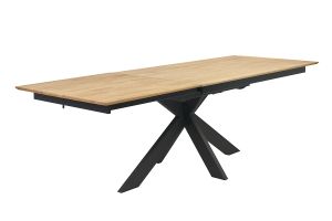 Tavolo da pranzo rettangolare allungabile con allunga integrata in legno chiaro di rovere massiccio L160-245 cm AGATA