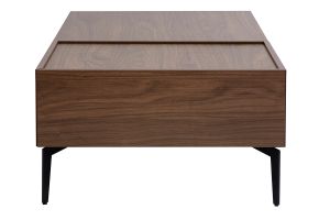 Table basse relevable rectangulaire bois foncé finition noyer et métal noir L103 cm SEDA