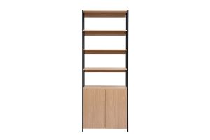 Bibliothèque avec rangements finition bois clair chêne et métal noir L80 cm MAXENCE