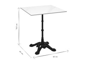Tavolo bistrot quadrato in pietra minerale e metallo nero L60 cm CONTY