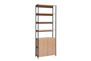 Bibliothèque avec rangements finition bois clair chêne et métal noir L80 cm MAXENCE