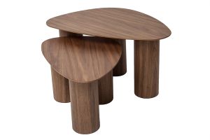 Tables basses gigognes design en bois foncé (lot de 2) FOLEEN