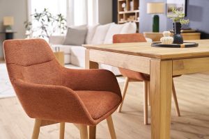 Chaises en tissu effet velours texturé terre brûlée et bois clair (lot de 2) ALESS