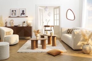 Tables basses gigognes design en bois foncé (lot de 2) FOLEEN