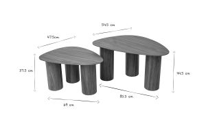 Tables basses gigognes design en bois foncé (lot de 2) FOLEEN