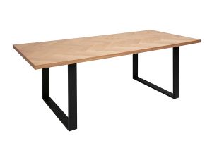 Table à manger rectangulaire finition bois chêne et métal noir L200 cm MAGDA