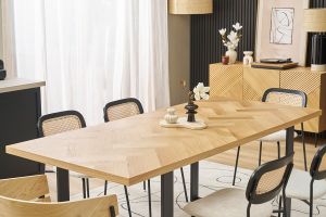 Table à manger rectangulaire finition bois chêne et métal noir L200 cm MAGDA