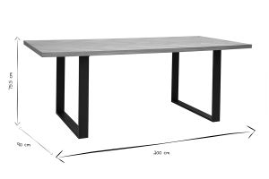 Table à manger rectangulaire finition bois chêne et métal noir L200 cm MAGDA