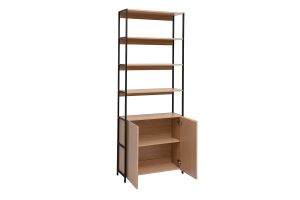 Bibliothèque avec rangements finition bois clair chêne et métal noir L80 cm MAXENCE
