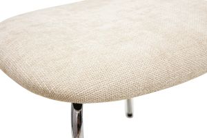 Sedie design in tessuto effetto velluto testurizzato beige, metallo cromato e intreccio in rattan (set di 2) MIRANDA
