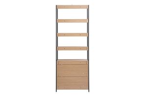 Bibliothèque avec rangements finition bois clair chêne et métal noir L80 cm MAXENCE