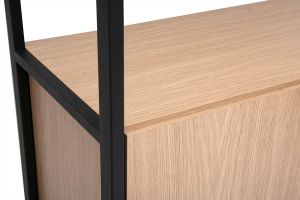 Bibliothèque avec rangements finition bois clair chêne et métal noir L80 cm MAXENCE