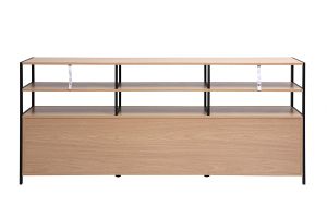 Buffet 3 portes finition bois clair chêne et métal noir L180 cm MAXENCE