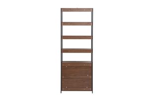 Bibliothèque avec rangements finition bois foncé noyer et métal noir L80 cm MAXENCE