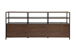 Buffet bas finition bois foncé noyer et métal noir L180 cm MAXENCE