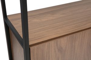 Bibliothèque avec rangements finition bois foncé noyer et métal noir L80 cm MAXENCE