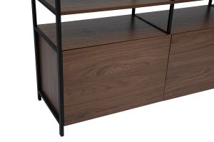 Buffet bas finition bois foncé noyer et métal noir L180 cm MAXENCE