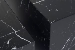 Tables basses gigognes design effet marbre noir (lot de 2) CALLA