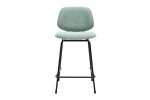 Tabourets de bar en tissu effet velours texturé vert céladon et métal H66.5 cm BARNET (lot de 2)
