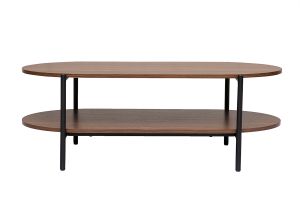 Table basse ovale finition bois foncé noyer et métal L115 cm BRUNA