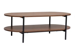 Table basse ovale finition bois foncé noyer et métal L115 cm BRUNA