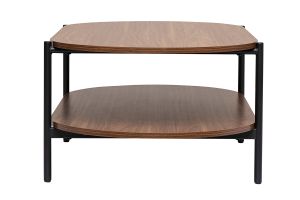 Table basse ovale finition bois foncé noyer et métal L115 cm BRUNA