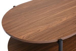 Table basse ovale finition bois foncé noyer et métal L115 cm BRUNA