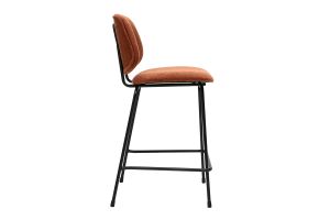 Tabourets de bar en tissu effet velours texturé terre brûlée et métal H66.5 cm BARNET (lot de 2)