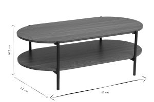 Table basse ovale finition bois foncé noyer et métal L115 cm BRUNA