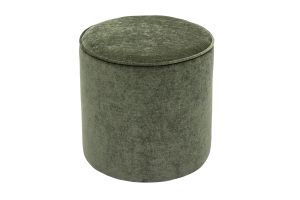 Pouf rond en tissu effet velours vert kaki D40 cm PAUL