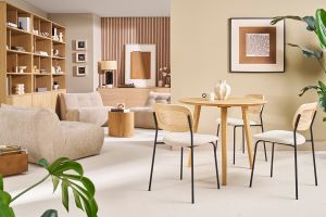 Table à manger ronde en bois clair chêne massif D90 cm OKSANA