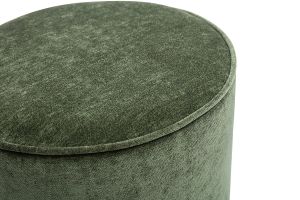 Pouf rond en tissu effet velours vert kaki D40 cm PAUL