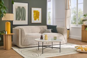 Canapé design 3 places en tissu chenille beige HOSBO