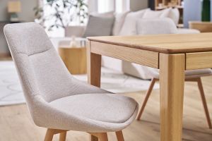 Chaises en tissu effet velours texturé beige et bois clair (lot de 2) ALESS