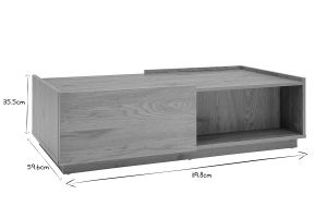 Table basse rectangulaire avec rangements 2 tiroirs finition bois clair chêne L120 cm MADERO